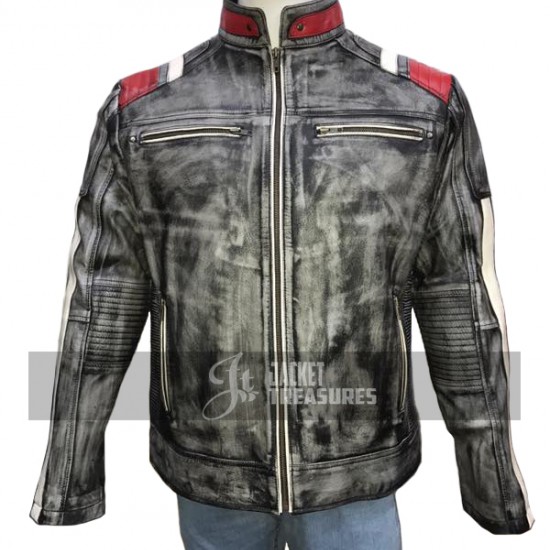 New Men's Vintage Biker Retro Cafe Racer Distressed Leather Jacket New Men's Vintage Biker Retro Cafe Racer Distressed Leather Jacket