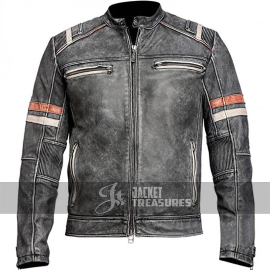New Men's Vintage Motorcycle Cafe Racer Distressed Jacket New Men's Vintage Motorcycle Cafe Racer Distressed Jacket