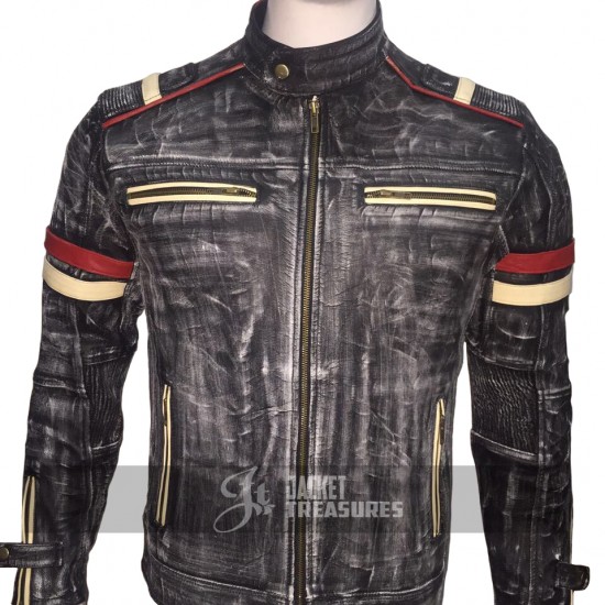 New Men's Vintage Motorcycle Cafe Racer Jacket New Men's Vintage Motorcycle Cafe Racer Jacket