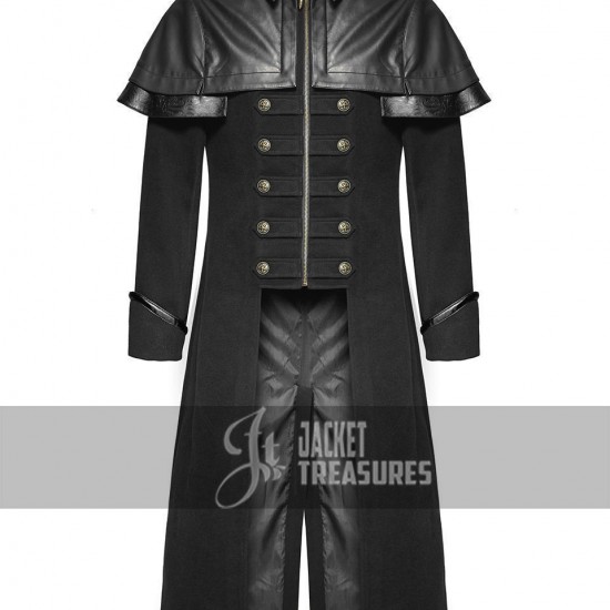 Punk Rave Mens Coat Black Gothic Highwayman Steampunk VTG Military Punk Rave Mens Coat Black Gothic Highwayman Steampunk VTG Military
