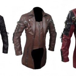 Steampunk Mens Gothic Leather Halloween Trench Coat