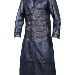 New Men's Steampunk Gothic Matrix Trench Removable Hood Black Coat
