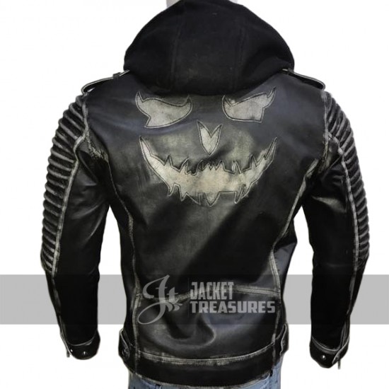 Suicide Squad The Killing Joker Hooded Black Leather Jacket Suicide Squad The Killing Joker Hooded Black Leather Jacket