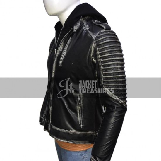Suicide Squad The Killing Joker Hooded Black Leather Jacket Suicide Squad The Killing Joker Hooded Black Leather Jacket