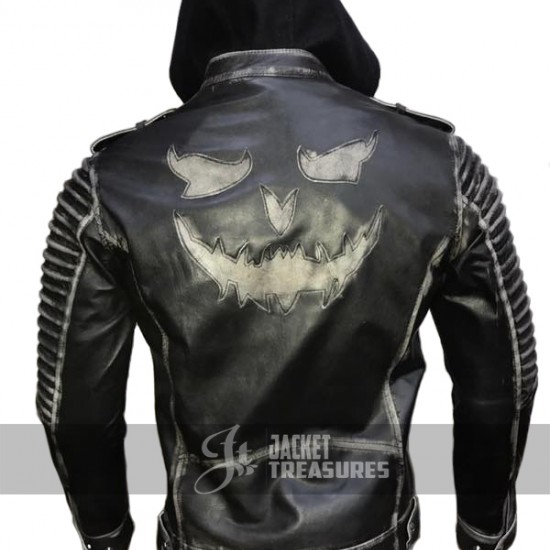 Suicide Squad The Killing Joker Hooded Black Leather Jacket Suicide Squad The Killing Joker Hooded Black Leather Jacket