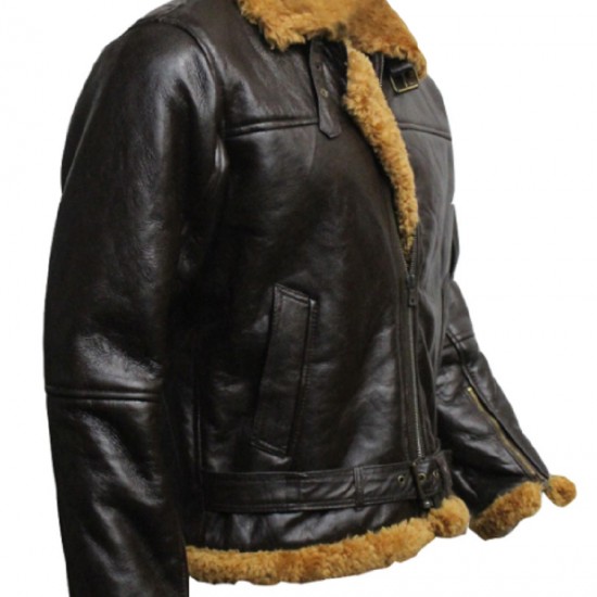 Ginger Shearling Aviator B3 Fly Sheep Bomber Leather Jacket
