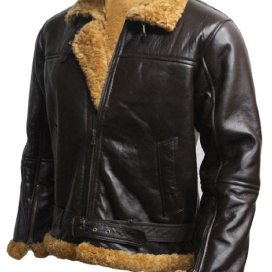 Ginger Shearling Aviator B3 Fly Sheep Bomber Leather Jacket