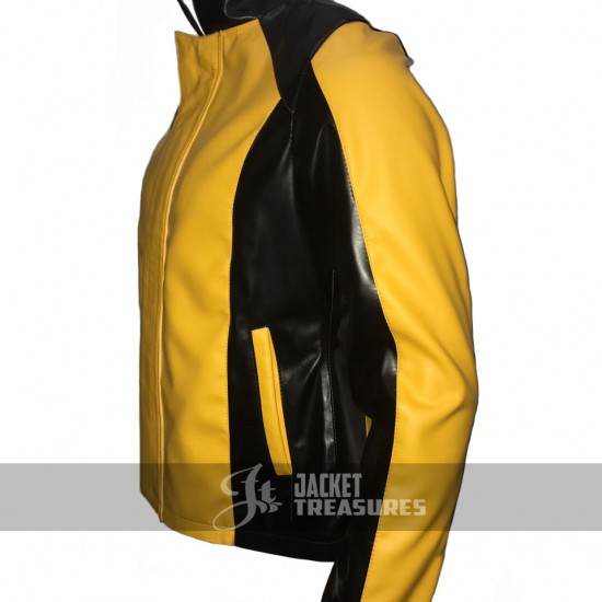 AlexGear Infamous 2 Cole MacGrath Black and Yellow Leather Jacket XL Chest 45-46 Inches / Black and Yellow