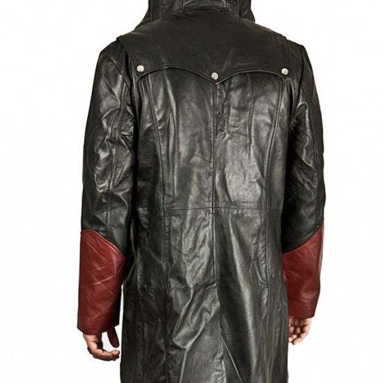 Devil May Cry Dante Maroon and Black Leather Trench Coat Devil May Cry Dante Maroon and Black Leather Trench Coat