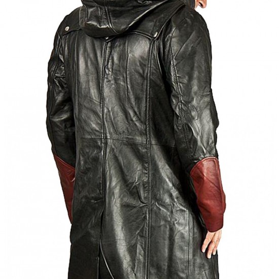 Devil May Cry Dante Maroon and Black Leather Trench Coat