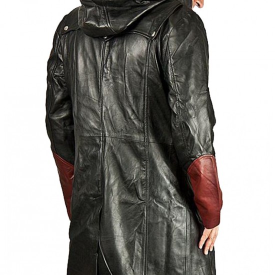 Devil May Cry Dante Maroon and Black Leather Trench Coat Devil May Cry Dante Maroon and Black Leather Trench Coat