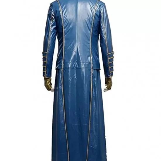 Devil May Cry 3 Vergil Blue Leather Trench Coat Devil May Cry 3 Vergil Blue Leather Trench Coat